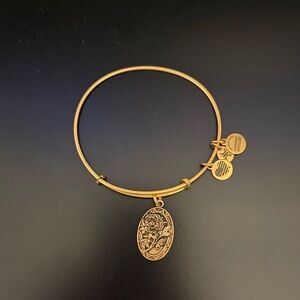 Alex and Ani Gold-Tone Oval Floral “Mom” Charm Bangle Bracelet